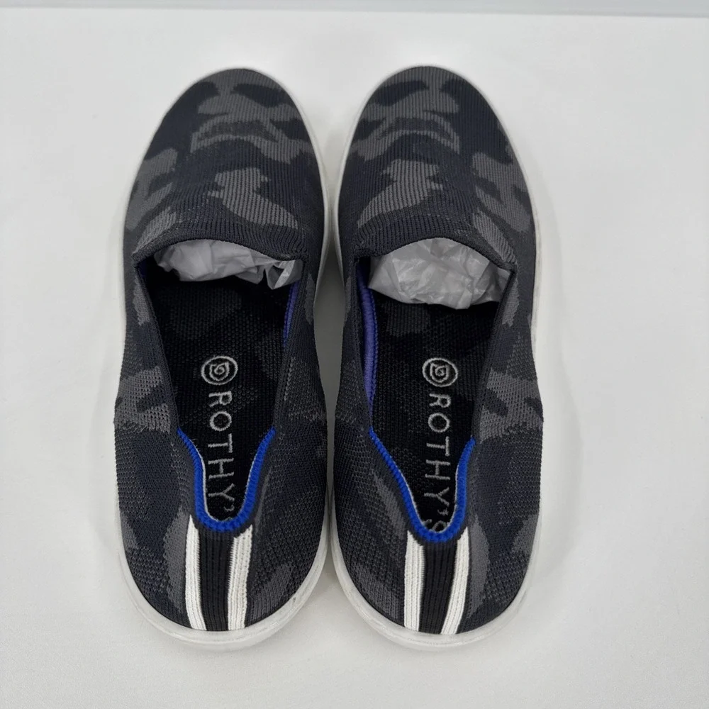 Rothy's Womens 8.5 The Original Slip On Sneaker‎ Grey Camo Textile Comfort Shoes